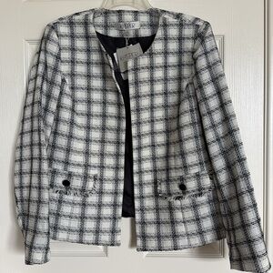 New! Kasper Black and White Checkered Blazer Size 12